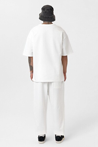 VAMOSCLO Σετ αθλητικής φόρμας Basic oversized με ελαστικό πόδι εκρού