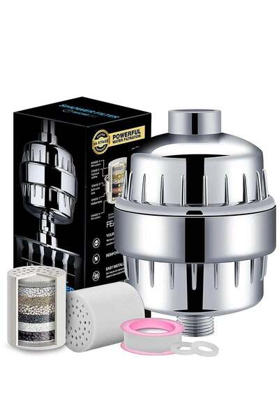 Bonjour فلتر دش للمياه العسيرة - نظام ترشيح رأس دش عالي الضغط مع خرطوشة قابلة...