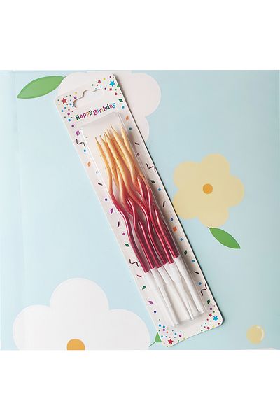 L&Wen Twisted Birthday Candles, Cake Candles for Birthday, Party Supplies (6 Pcs, Gradient Yellow Red)
