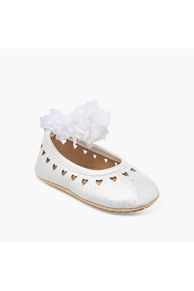 Juniors Glitter Heart Cut-Out Detail Booties with Flower Applique