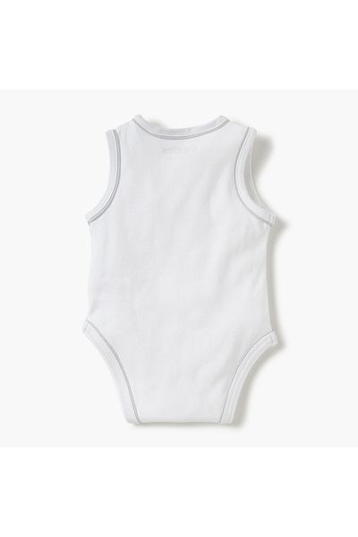 giggles Cloud Applique Sleeveless Bodysuit with Button Closure