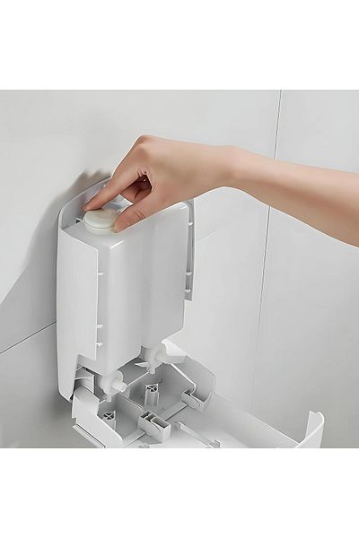 AKC Wall Mounted Double Soap Dispenser – 2 x 550ml Manual Plastic Hand Sanitizer & Soap Dispenser