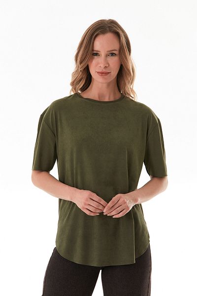 Fulla Moda Βασικό μπλουζάκι Modal με λαιμόκοψη με σχισμές στα πλαϊνά