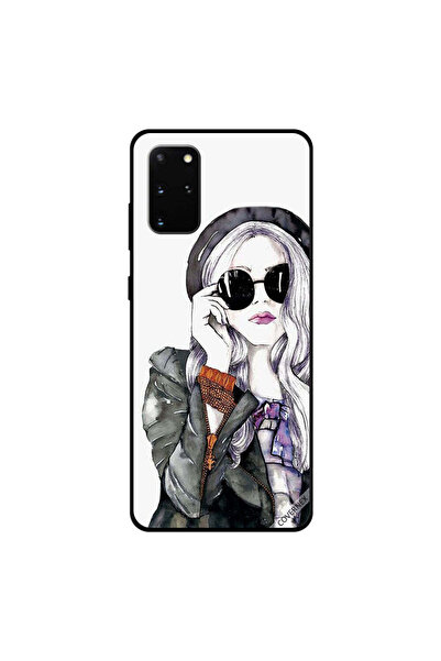Covernex غطاء حماية لهاتف سامسونج جالاكسي S20 بلس، أسود، زجاجي، بتصميم فتاة ل...