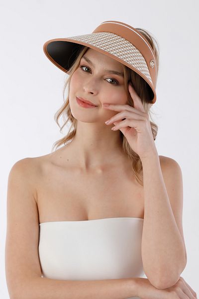 Fulla Moda Регулируема сламена шапка с шарка на кука и козирка