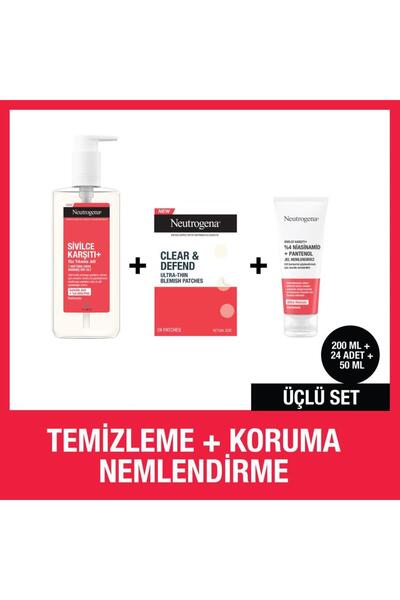 Neutrogena Karşıtı Plus Temizleme Jeli + Karşıtı Plus Serum + Acne patch