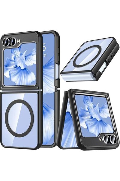 Gtech Husa Telefon Hibrid Acrilic Clar+TPU, MagSafe, compatibil cu Samsung Galaxy Z Flip 6, Transparent/Ne
