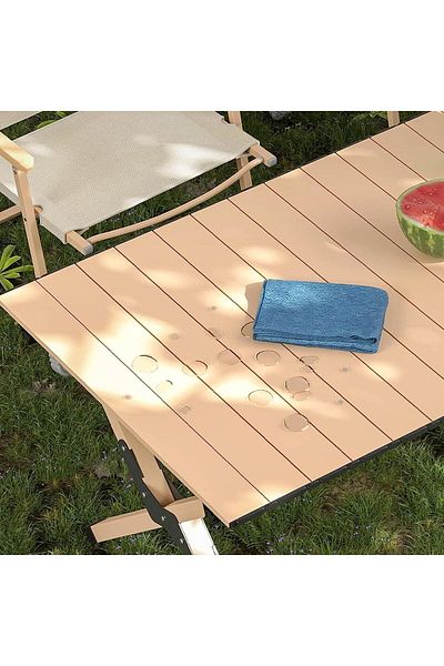 Taimi Foldable Wooden Picnic Table with Carry Bag for Indoor/Outdoor Beige Colo-Size 120*60*45H cm