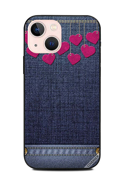 Covernex غطاء حماية لهاتف Apple iPhone 13 Mini مزين بقلوب وردية معلقة على الجينز