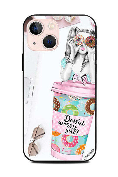 Covernex غطاء حماية لهاتف أبل آيفون 13 ميني - فتاة دونات ووري جيرل وردية