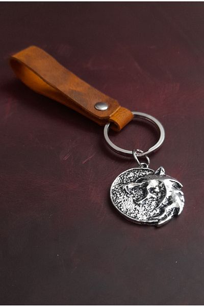BSN Store Wolf Dragon Figure Genuine Leather Keychain Gift Keychain