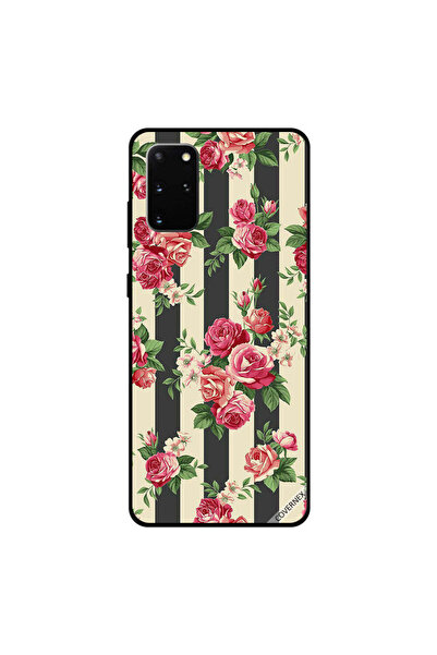 Covernex غطاء حماية لهاتف سامسونج جالكسي S20 بلس مزين بزهور على خطوط سوداء وب...