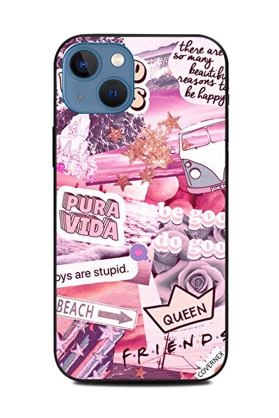 Covernex غطاء حماية لهاتف أبل آيفون 13 - هاشتاجات أنثوية وردية