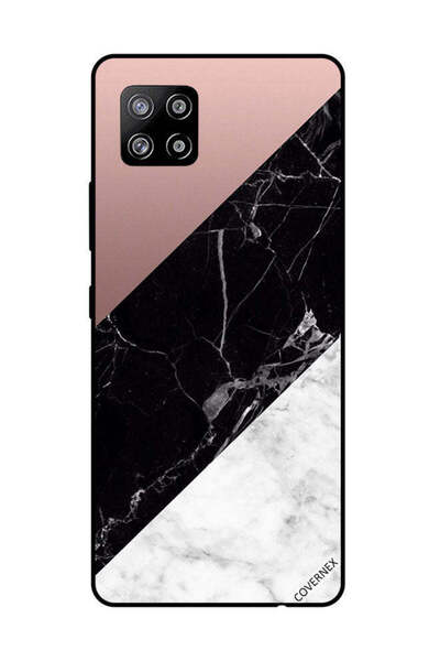 Covernex غطاء حماية لهاتف سامسونج جالاكسي A42، أبيض، أسود، سطح رخامي بنمط عادي