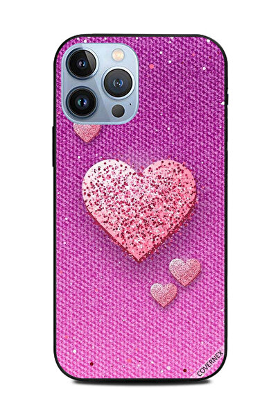 Covernex غطاء حماية لهاتف Apple iPhone 13 Pro Max بنقشة قلوب لامعة بلون الخوخ...