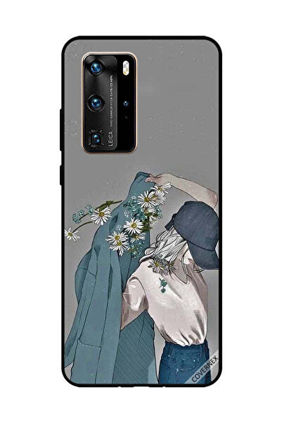 Covernex غطاء حماية لهاتف هواوي بي 40 برو، فتاة ترتدي معطفًا مزهرًا