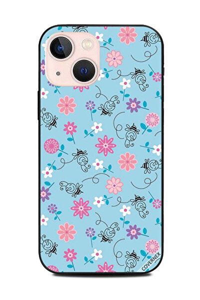 Covernex غطاء حماية لهاتف أبل آيفون 13 ميني بنقشة زهور وردية ونحل