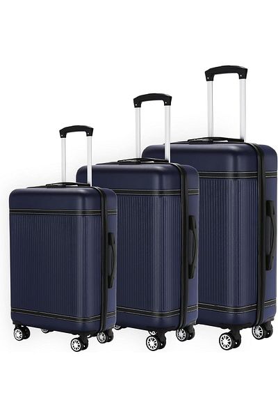 Yuwell YU WELL 3-Piece Luggage Sets 20/24/28 inch Hard Shell ABS + PC, Expandable Spinner Wheels (Blue)