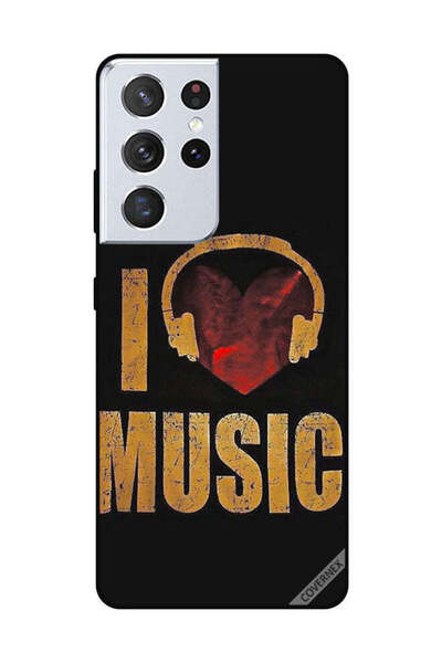 Covernex غطاء حماية لهاتف سامسونج جالاكسي S21 ألترا - أنا أحب الموسيقى فينتاج