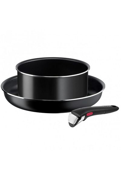 TEFAL Set vase Tefal Ingenio Easy Cook & Clean, 3 piese, 20-28 cm, aluminiu, negru
