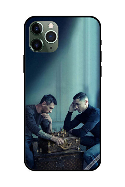 Covernex غطاء حماية لهاتف أبل آيفون 11 برو ميسي ضد رونالدو يلعبان الشطرنج