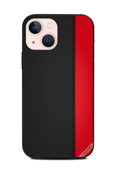 Covernex غطاء حماية لهاتف Apple iPhone 13 Mini بنمط جلدي أحمر وأسود سادة