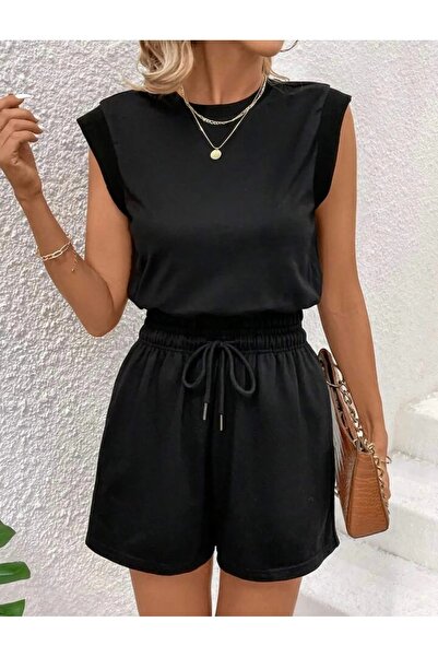 TONFİX LİFE Kadın Siyah Likralı Esnek Ter Tutmayan Rahat Giyim Mevsimlik Şort TONFİX