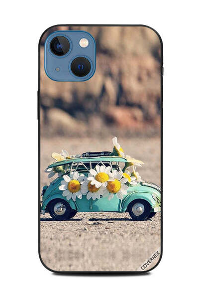 Covernex غطاء حماية لهاتف Apple iPhone 13 - سيارة لعبة كلاسيكية وزهور