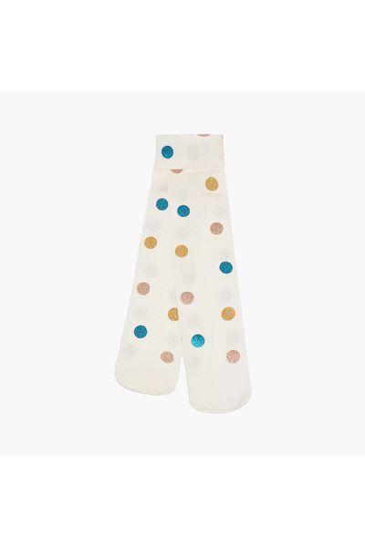 Juniors Polka Dot Glitter Print Tights