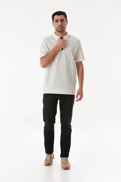 Fulla Moda Half Zip Polo Neck Jacquard T-Shirt