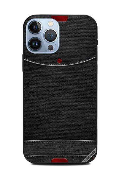 Covernex غطاء حماية لهاتف Apple iPhone 13 Pro Max بأزرار حمراء على نمط جلد أسود