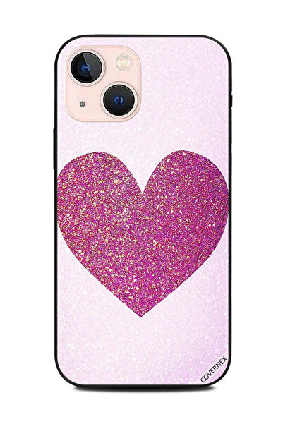 Covernex غطاء حماية لهاتف Apple iPhone 13 Mini وردي داكن لامع على شكل قلب