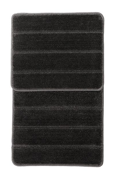 KONFOR Non-Slip Bathroom Mat Set – Soft-Textured, Water Absorbent, Washable New Striped Set (50x80