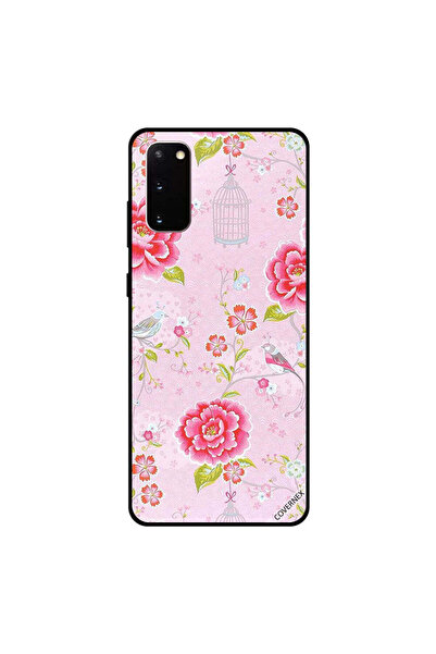 Covernex غطاء حماية لهاتف سامسونج جالكسي S20 بنقشة زهور وطيور وردية