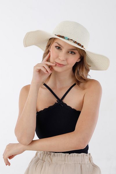 Fulla Moda Beaded Straw Hat