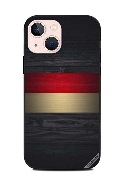 Covernex غطاء حماية لهاتف Apple iPhone 13 Mini بنمط خشبي أحمر وأبيض في المنتصف