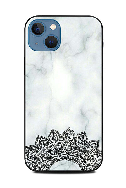 Covernex غطاء حماية لهاتف Apple iPhone 13 بنمط زهرة سوداء ونقشة رخامية بيضاء