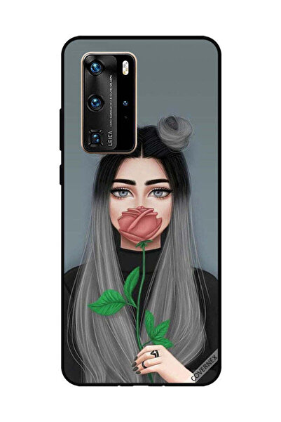 Covernex غطاء حماية لهاتف هواوي بي 40 برو، فتاة لطيفة تخفي فمها على شكل وردة ...