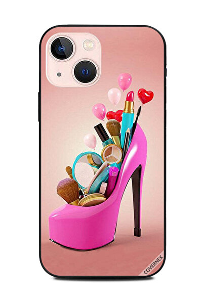 Covernex غطاء حماية لهاتف أبل آيفون 13 ميني حذاء وردي مع أدوات مكياج
