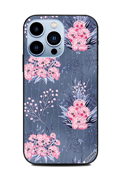 Covernex غطاء حماية لجهاز Apple iPhone 13 Pro بنقشة زهور وردية رمادية داكنة