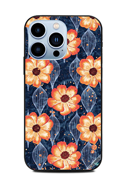 Covernex غطاء حماية لهاتف Apple iPhone 13 Pro، زهور برتقالية داكنة مطلية