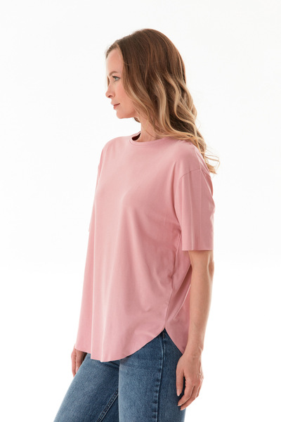 Fulla Moda Βασικό μπλουζάκι Modal με λαιμόκοψη με σχισμές στα πλαϊνά