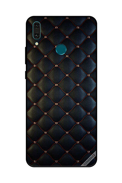 Covernex غطاء حماية لهاتف هواوي Y9 2019 بنمط مطبوع عليه نقشة قماش أسود