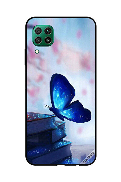 Covernex غطاء حماية لهاتف هواوي نوفا 7i / P40 لايت - فراشة زرقاء داكنة على الكتب