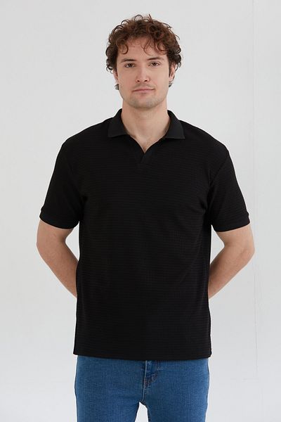 Fulla Moda Βασικό μπλουζάκι ζακάρ με γιακά πόλο