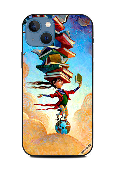 Covernex غطاء حماية لهاتف Apple iPhone 13 فتاة على الكرة الأرضية مع الكتب