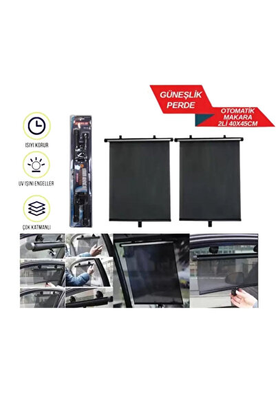 Yerli Carub Otomatik Makaralı Güneşlik / Yan Cam Perde / 2'li / 40*45 Cm