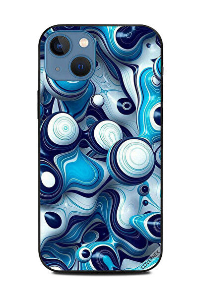 Covernex غطاء حماية لهاتف أبل آيفون 13 بنمط كرات سائلة زرقاء