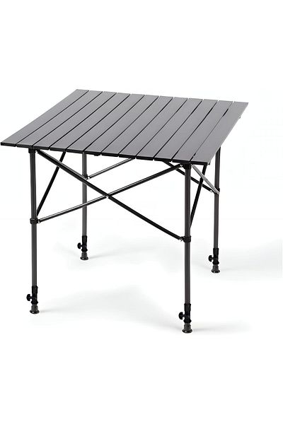 Taimi Portable Lightweight Camping Table, Aluminum Folding Table Black Color -Size 53 * 51cm