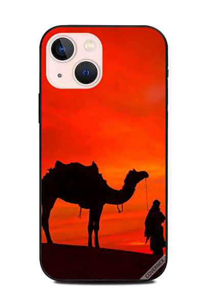 Covernex غطاء حماية لهاتف أبل آيفون 13 ميني رجل مع جمل في المساء في الصحراء